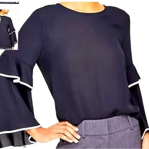 Loft Outlet Black and White long Peasant Sleeve top